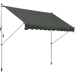 Store banne manuel rétractable 3L x 1,5l m inclinaison et hauteur réglable installation rapide métal alu polyester anti-UV gris