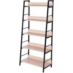Étagère bibliothèque style industriel incliné 5 niveaux 70L x 35l x 150H cm coloris chêne clair noir