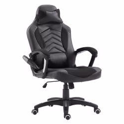Luxe fauteuil/chaise de bureau gamer fonction massage + chauffage intégrée dossier inclinable 68x69x117cm Noir