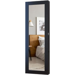 Homcom - Armoire à bijoux multi-rangements design contemporain mural avec miroir 37L x 10l x 112H cm noire
