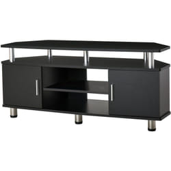 Meuble banc tv design contemporain multi-rangements : 2 portes niche centrale étagère grand plateau 120L x 40l x 52H cm noir chromé