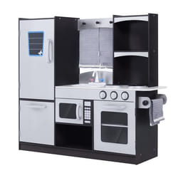 HOMCOM Cuisine pour enfants en bois dinette jeu dimitation éducatif complet nombreux accessoires & rangements inclus MDF pin