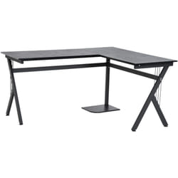 Homcom - Bureau d'angle informatique design contemporain 155L x 130l x 76H cm mdf acier noir