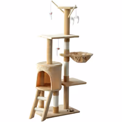 Arbre à chats multi-équipements griffoirs grattoirs plateformes niche échelle hamac jouets 40L x 30l x 131H cm beige 66 40x30 ...