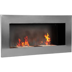 Homcom - Cheminée bioéthanol murale design Bauhaus double brûleur 3 l 110L x 14l x 54H cm couverture 25-30 m² acier inox. brossé