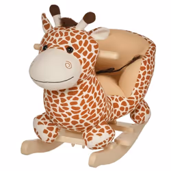 Jouet à bascule modèle girafon ceinture de sécurité fonction musicale 32 pistes marron beige