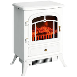 Cheminée électrique poêle Style rétro HOMCOM - Blanc - Effet de Flamme LED - Thermostat 950-1850 W