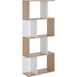 Homcom - Bibliothèque étagère meuble de rangement design contemporain en s 4 étagères 60L x 24l x 148H cm chêne blanc