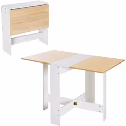 HOMCOM Table de cuisine pliable 103L x 76l x 74H cm panneaux particules bicolore chêne blanc