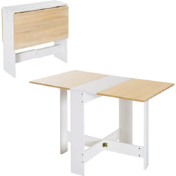 HOMCOM Table de cuisine pliable 103L x 76l x 74H cm panneaux particules bicolore chêne blanc
