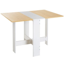 Table de cuisine pliable - HOMCOM - facile à déplacer design élégant - bois - 103x76x74cm - chêne blanc