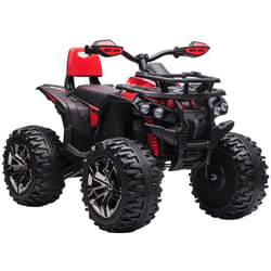 Homcom - Voiture 4x4 quad buggy électrique enfant 12 v 5 Km/h max. effets lumineux sonores selle avec dossier porte-bagage avant métal pp rouge noir