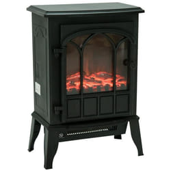 Cheminée électrique poêle rétro HOMCOM - Noir - 2000 W - Effet flammes LED