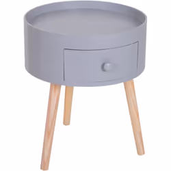 Description générale Redorez votre décoration avec cette sublime table de nuit ronde au style scandinave bicolore en chêne cl ...