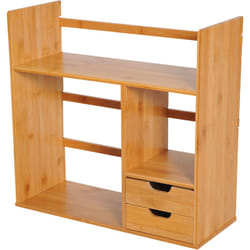 Homcom - tagère Livre Bureau Bibliothèque Étagère de Rangement Stockage Organisateur Bureau Cuisine Salle de Bain Bois de Bambou Naturel