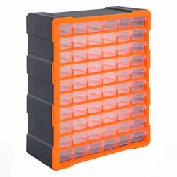 Casier de rangement 60 tiroirs orange noir