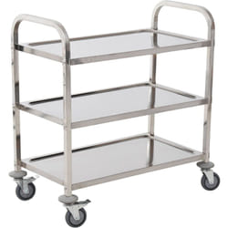 Chariot de service desserte de cuisine à roulettes 3 étagères 85L x 45l x 90H cm acier inox. chromé - Homcom