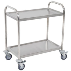 Chariot de service - HOMCOM - desserte cuisine à roulettes 2 étagères robuste - inox - 80x45x82cm - argenté