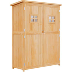 Outsunny - Abri de jardin armoire de jardin remise pour outils sur pied dim. 128L x 50l x 164H cm 2 étagères 2 portes 2 fenêtres toit bitumé étanche