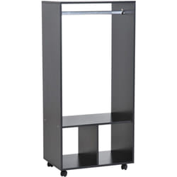 Homcom - Armoire penderie étagère 2 niches penderie 4 roulettes pivotantes dim. 60L x 40l x 128H cm noir