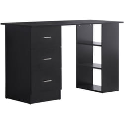 Homcom - Bureau informatique meuble de bureau 3 tiroirs coulissants + 3 étagères grand plateau 120L x 49l x 72H cm mdf noir