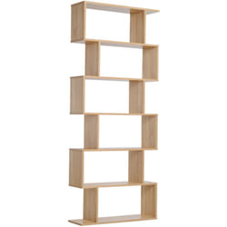 Bibliothèque étagère zig zag design contemporain 80L x 23l x 192H cm 6 niveaux coloris chêne clair