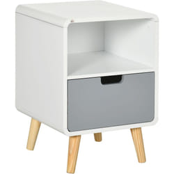 Homcom - Chevet table de nuit design scandinave 40L x 38l x 58H cm tiroir + niche bois massif pin mdf blanc bleu gris