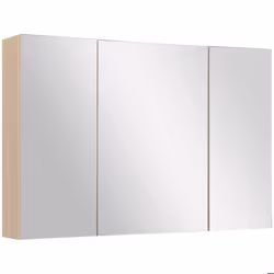 Armoire murale miroir salle de bain 3 portes 3 étagères dim. 90L x 14l x 60H cm panneaux particules chêne clair