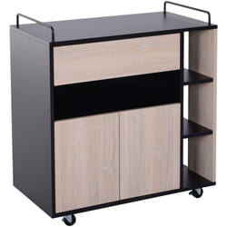 Homcom - Chariot de service desserte de cuisine à roulettes multi-rangements placard double portes + 3 étagères + niche + tiroir panneaux particules
