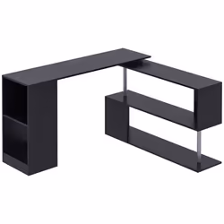 Bureau informatique modulable design contemporain zig zag bibliothèque intégrée HOMCOM - Noir