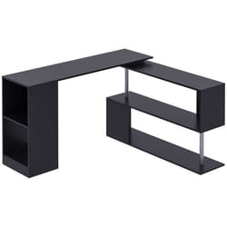 Bureau informatique modulable design contemporain zig zag bibliothèque intégrée HOMCOM - Noir