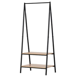 HOMCOM Portant à vêtements penderie style contemporain triangulaire dim. 64L x 43l x 149H cm 2 étagères MDF bois clair acier noir