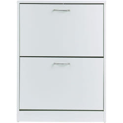 Homcom - Armoire à chaussures meuble à chaussures dim. 60L x 24l x 80H cm 2 portes abattantes blanc
