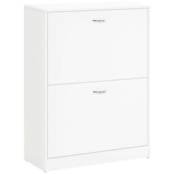 Meuble à chaussures - HOMCOM - armoire chaussures 2 portes abattantes rangement entrée - bois - 60x24x80cm - blanc