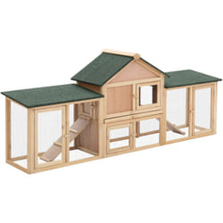 Pawhut - Clapier cage à lapins rongeurs xxl 2 étages toit bitumé intégral tiroir déjection 2,10L x 0,46l x 0,85H m bois massif pin pré-huilé
