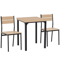 HOMCOM - ensemble table à manger et chaises - MDF - 60x60x76cm - Noir Bois de chêne clair