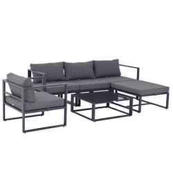 Ensemble salon de jardin design contemporain style yachting 5 places avec coussins et table basse aluminium gris 10x10x10cm Gris
