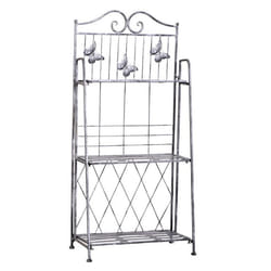 Étagère de rangement étagère de jardin pliable 3 niveaux style néo-rétro fer forgé dim. 44L x 25l x 96H cm gris métal aspect
