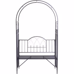Cette magnifique arche à rosiers banc de jardin 2 places 2 en 1 style fer forgé en métal époxy décorera parfaitement votre ja ...