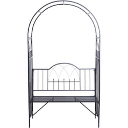 Outsunny - Arche à rosiers banc de jardin 2 places 2 en 1 dim. 115L x 59l x 203H cm métal époxy noir