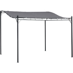 Outsunny - Pergola tonnelle de jardin auvent 2,97 x 2,97 m adossable métal noir polyester anti-UV gris