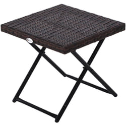 Outsunny - Table basse pliable de jardin style cosy chic dim. 40L x 40l x 40H cm métal époxy résine tressée imitation rotin marron