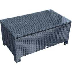 Outsunny - Table basse de jardin plateau verre trempé 5 mm rotin tressé 85 x 50 x 39cm Max. 50 kg noir
