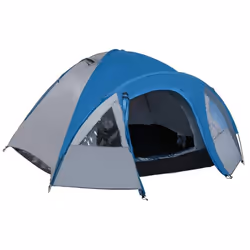 Tente de camping familiale 4-5 personnes montage facile double porte et fenêtres dim. 3L x 2,50l x 1,30H m fibre verre polyes ...