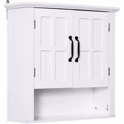 Description générale Cette armoire haute murale de salle de bain ou WC dispose d'un placard à 2 portes, comprenant 2 étagères ...
