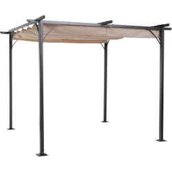 Outsunny - Pergola rétractable 3L x 3l x 2,30H m structure métal époxy anticorrosion noire + toile polyester haute densité 180 g/m² incluse beige