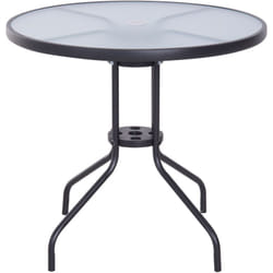 Outsunny - Table ronde bistro de jardin dim. ø 80 x 72H cm espace installation parasol acier époxy noir plateau verre trempé