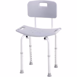 Description générale Cette chaise de douche réglable en hauteur est conçue en aluminium et en polyéthylène de haute densité ( ...