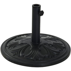 Pied de parasol rond base de lestage ø 48 x 34H cm ciment hdpe motif fleurs de lys poids net 13 Kg noir