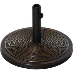 Pied de parasol rond base de lestage ø 48 x 34 cm résine imitation rotin poids net 14 Kg noir bronze